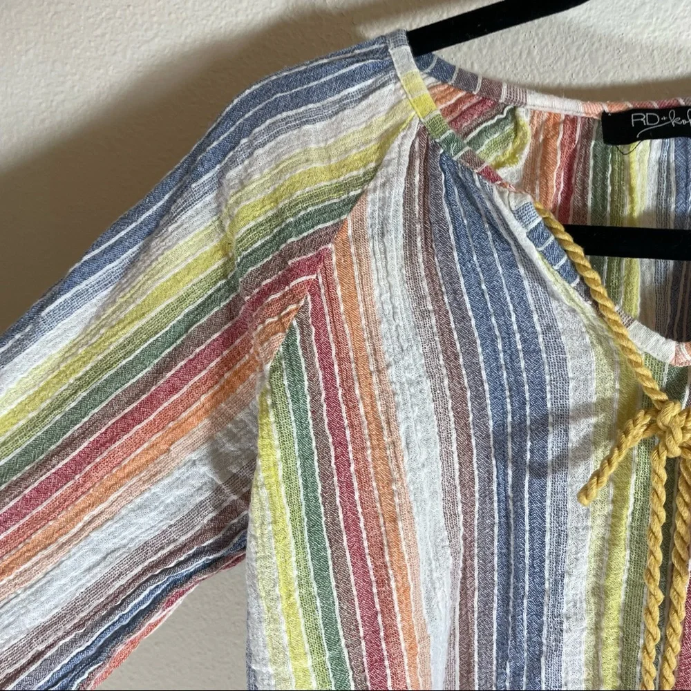 Anthropologie RD + KoKo Rainbow cotton Rayon Summer Blouse - Picture 2 of 9